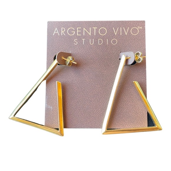 Argento Vivo Jewelry - Argento Vivi Studio Large gold triangle hoop post pierced earrings